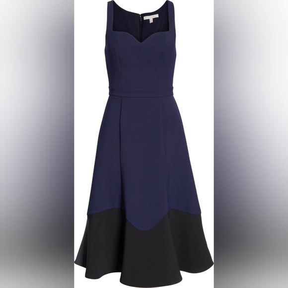 HARLYN Colorblock Hem Midi Cocktail Dress Size Medium Career Office Work ready - Picture 2 of 9